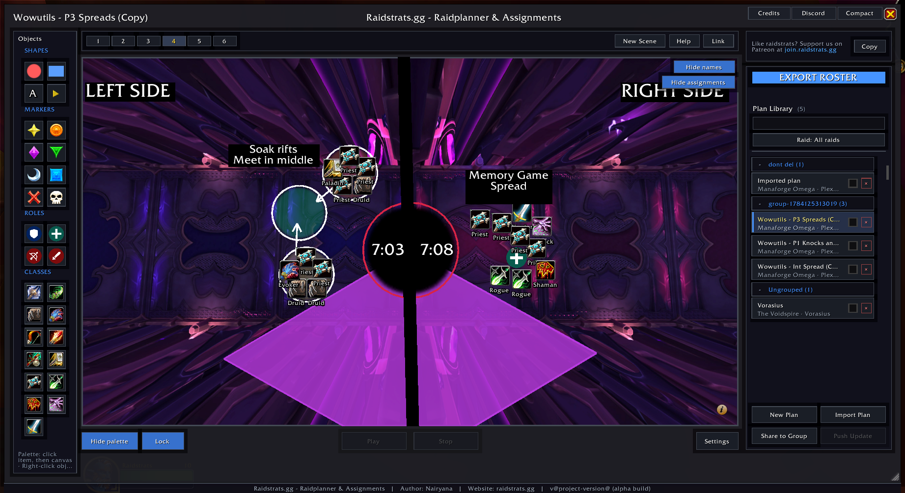 Plan Library with grouped plans in the Raidstrats.gg in-game planner